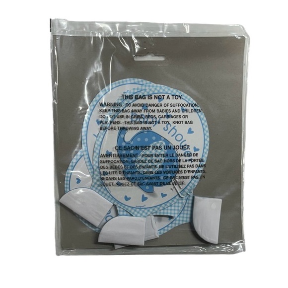 4 blue baby shower honeycomb decorations with elephant on front new in package! - Picture 4 of 4